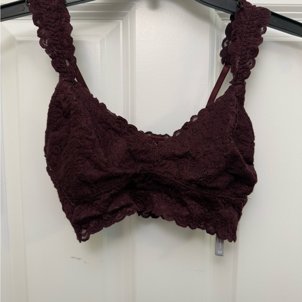 Aerie Maroon Lace Bralette with Wide Straps